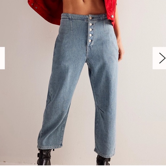 NWT We the free Free People Osaka mid rise barrel lightweight jean button fly 29 - Picture 4 of 14
